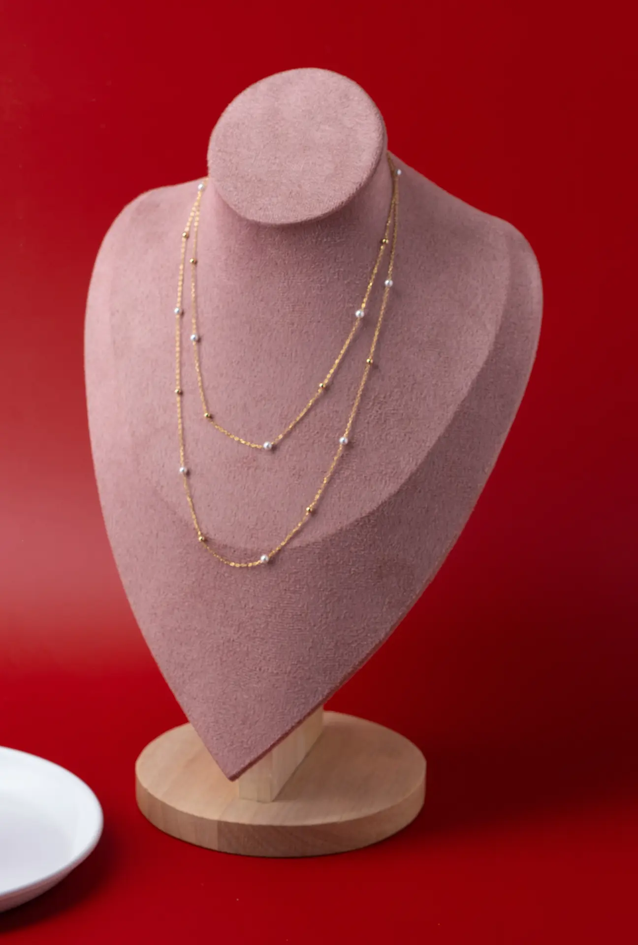 سلسلة حياة المطلية بالذهب واللؤلؤ الصناعي (طويلة)